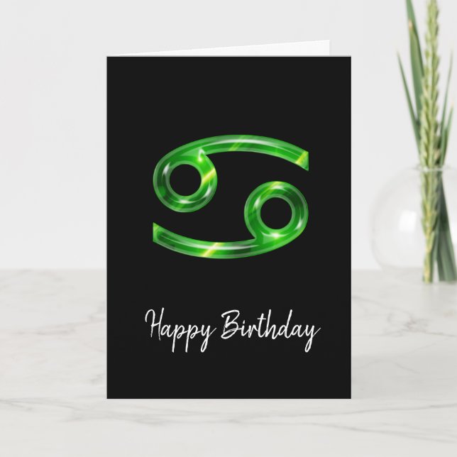 Green Cancer Sign Birthday Card (Front)