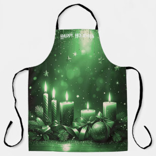 Green Candles Christmas Holiday Apron