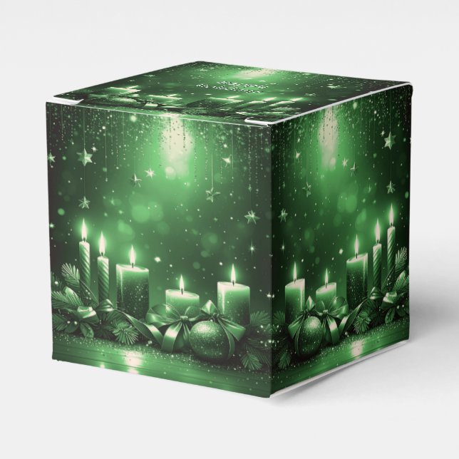Green Candles Christmas Holiday Favour Box (Front Side)