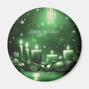 Green Candles Christmas Holiday Magnet
