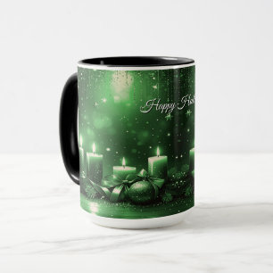 Green Candles Christmas Holiday Mug