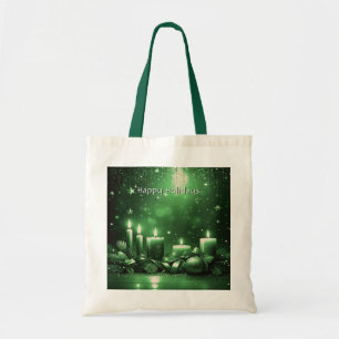 Green Candles Christmas Holiday Tote Bag