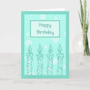 Green Candles Happy Birthday Card