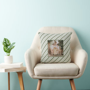 Green Candy Cane Striped Christmas Holiday Party Cushion