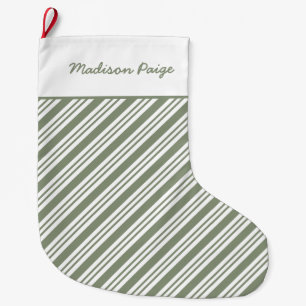 Green Candy Cane Striped Christmas Holiday Party Large Christmas Stocking