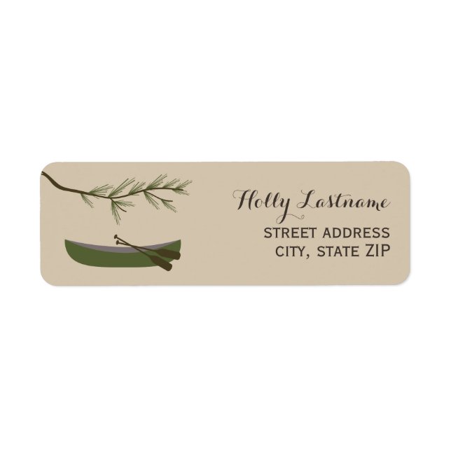 Green Canoe + Evergreen Branch Address Label (Front)