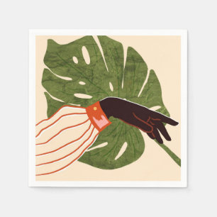 Green Canvas, Red Accent Napkin