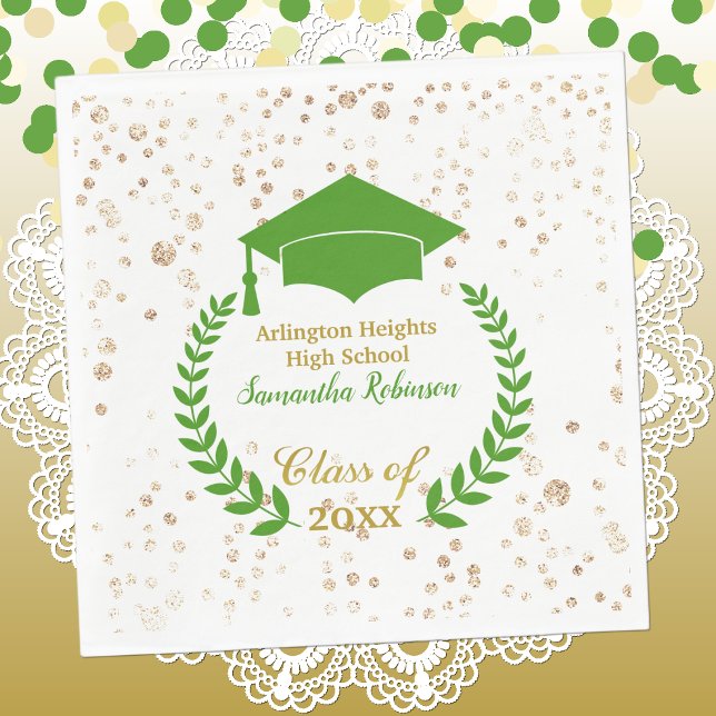 Green Cap and Laurel Graduation Party Napkins (Creator Uploaded)