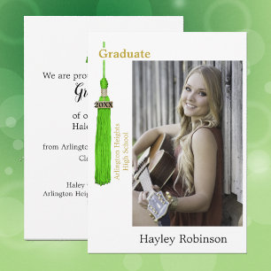 Green Cap Graduation Photo  Announcement