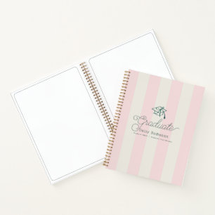 Green Cap Pink Stripes Bow Graduation Guest Book