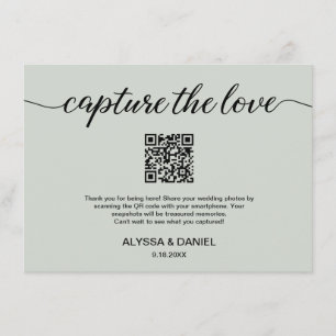 Green Capture the love QR code wedding photo share Enclosure Card