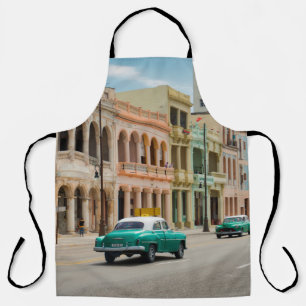 GREEN CAR ON ROAD APRON