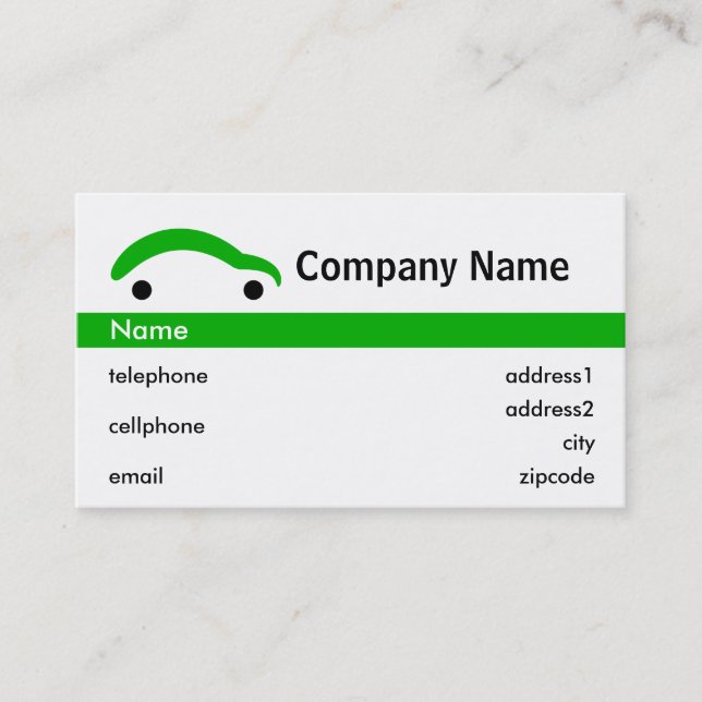 Green Car Retail Business Card Design (Front)