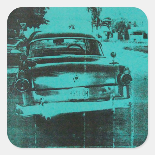 Green car square sticker (Front)