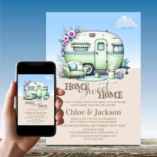 Green Caravan Funny Housewarming Party Invitation (Creator Uploaded)