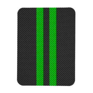 Green Carbon Fibre Style Racing Stripes Magnet