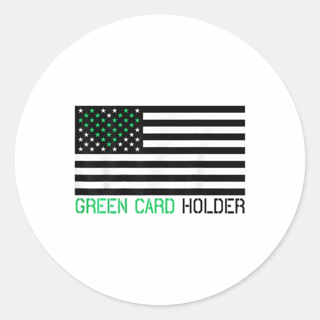 Green Card Holder - Heart Green Card - Green Card  Classic Round Sticker (Front)