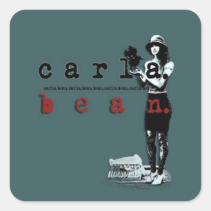 Green Carla Bean Square Sticker