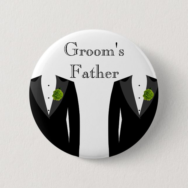 Green Carnation Gay Wedding Groom's Father Badge (Front)