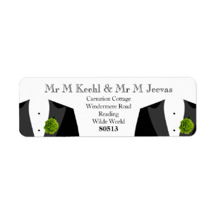 Green Carnation Return Labels for Gay Grooms
