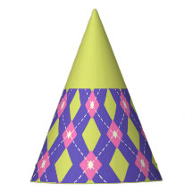 Green Carnival Harlequin Pattern Party Hat