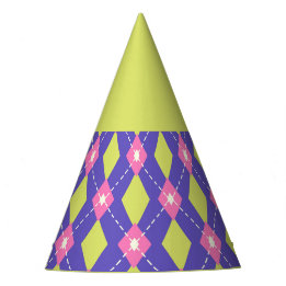 Green Carnival Harlequin Pattern Party Hat