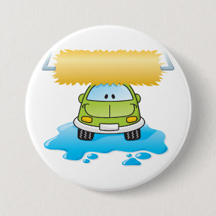 Green Cartoon Car Wash Happy Little Car 7.5 Cm Round Badge