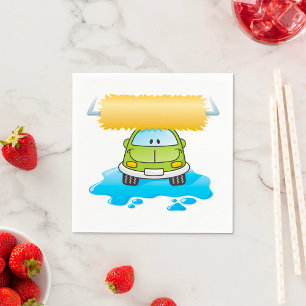 Green Cartoon Car Wash Happy Little Car Napkin