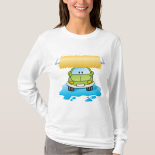 Green Cartoon Car Wash Happy Little Car T-Shirt