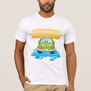 Green Cartoon Car Wash Happy Little Car T-Shirt