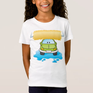 Green Cartoon Car Wash Happy Little Car T-Shirt