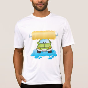 Green Cartoon Car Wash Happy Little Car T-Shirt