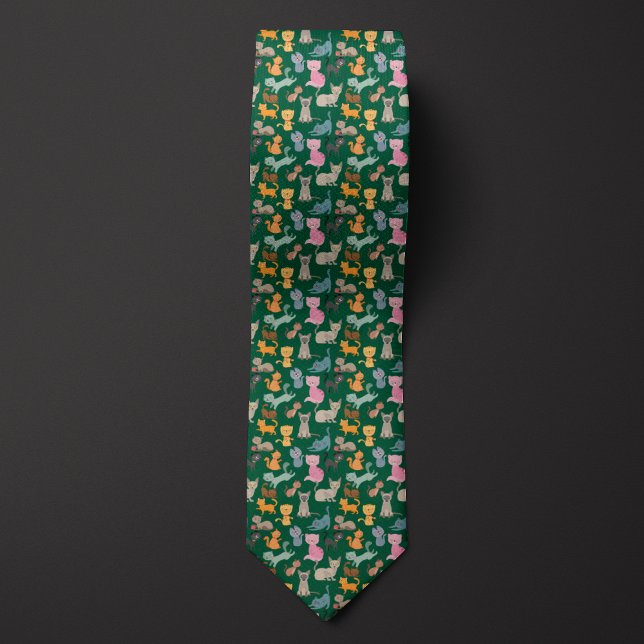 Green Cartoon Cats Montage Tie (Creator Uploaded)