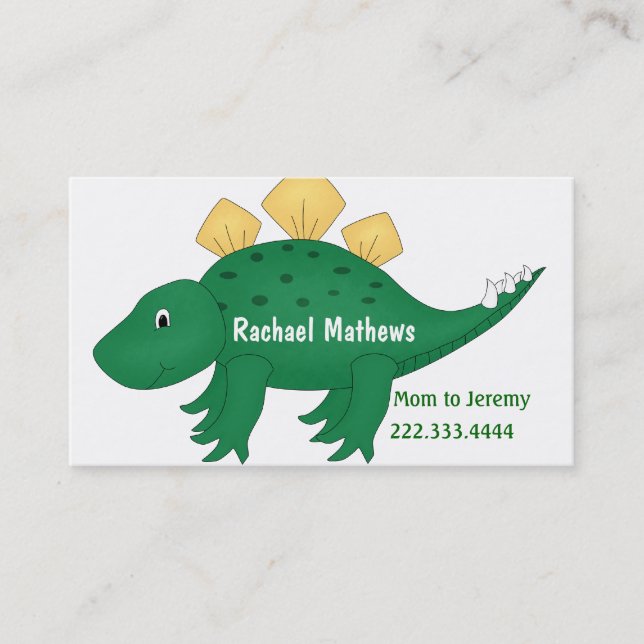 Green Cartoon Dinosaur Mummy Card (Front)