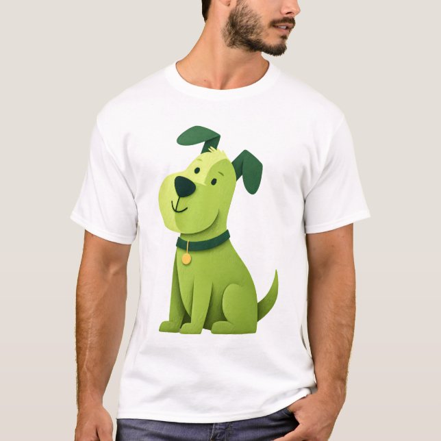 Green Cartoon Dog T-Shirt (Front)