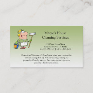 Green Cartoon Maid House Cleaning Customer Loyalty Card