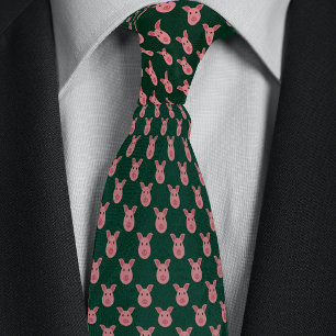 Green Cartoon Pig Farmers Tie