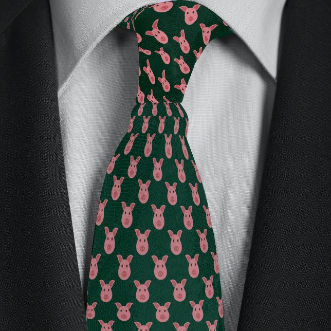 Green Cartoon Pig Farmers Tie (Creator Uploaded)