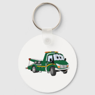 Green Cartoon Tow Truck Key Ring