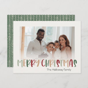 Green Casual Colourful Christmas Faded Photo Holiday Card