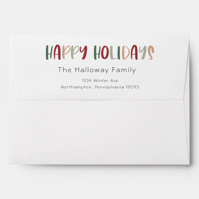Green Casual Colourful Happy Holidays Invitation Envelope (Back (Top Flap))