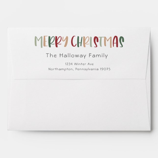 Green Casual Colourful Merry Christmas Invitation Envelope (Back (Top Flap))