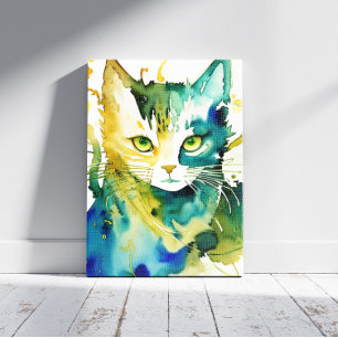 Green Cat Canvas Print