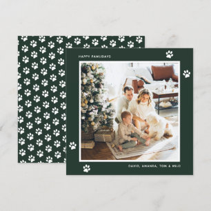 Green Cat Dog Owner Photo Happy Pawlidays Card
