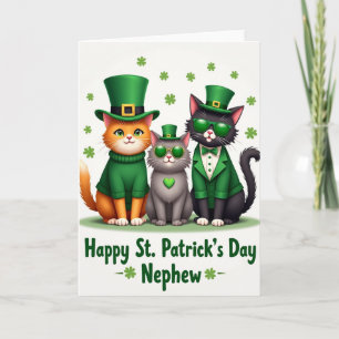 Green Cat Pattern St Patricks Card