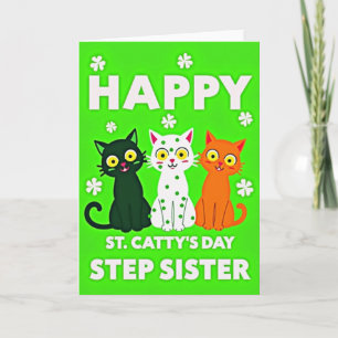 Green Cat Polka Dot Card