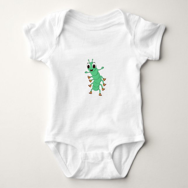Green Caterpillar Baby Bodysuit (Front)