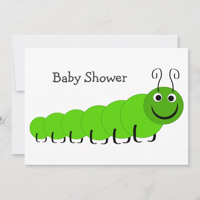 Green Caterpillar Insect Design  Baby Shower Invitation (Front)