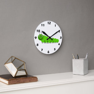 Green Caterpillar Insect Design Wall Clock