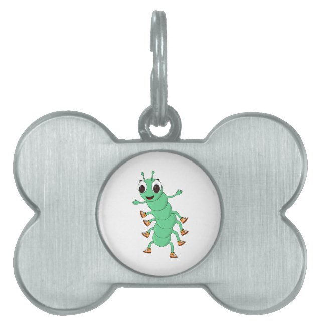 Green Caterpillar Pet ID Tag (Front)